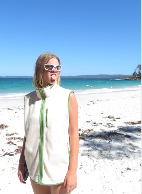 Cream & Khaki Trim Polar Fleece Vest - Unisex