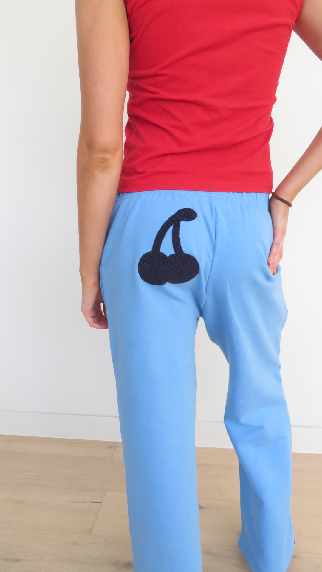 Cornflower Blue Cherry Track Pants