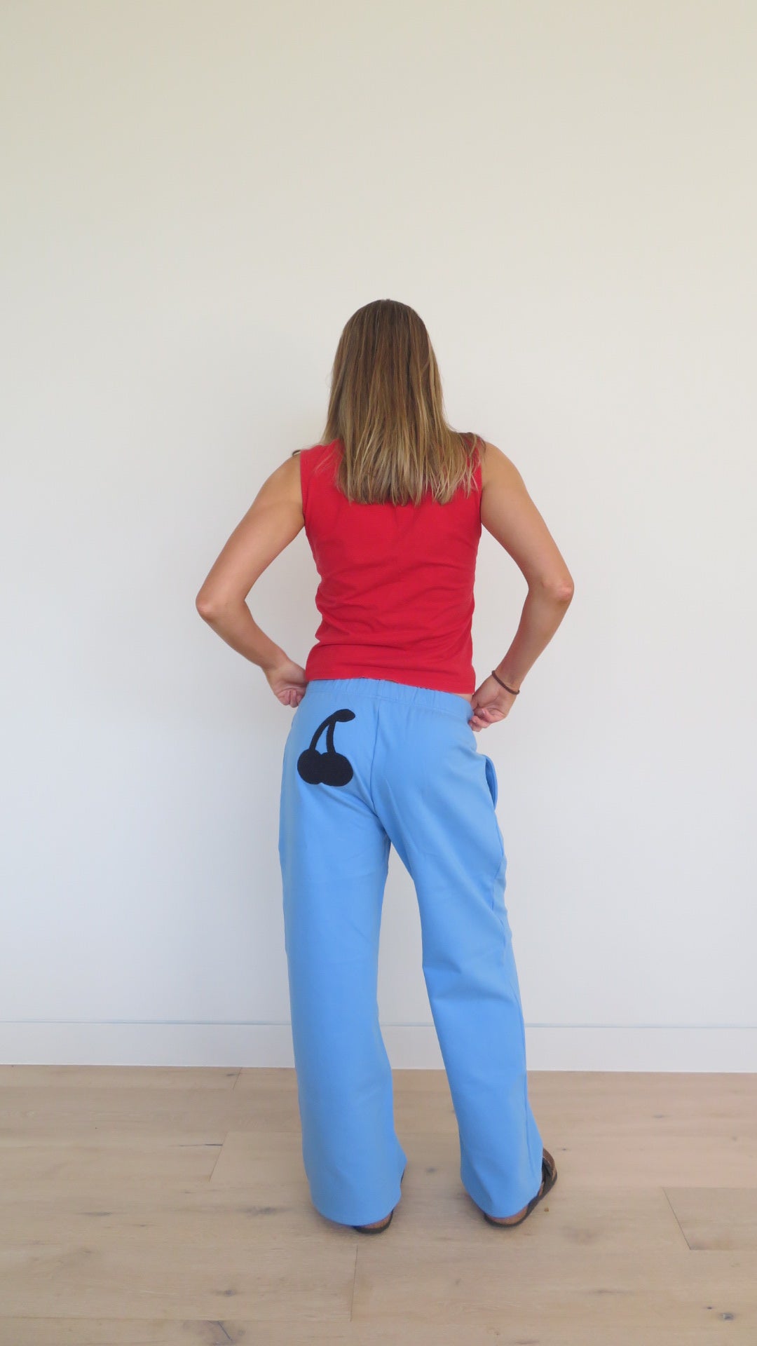 Cornflower Blue Cherry Track Pants