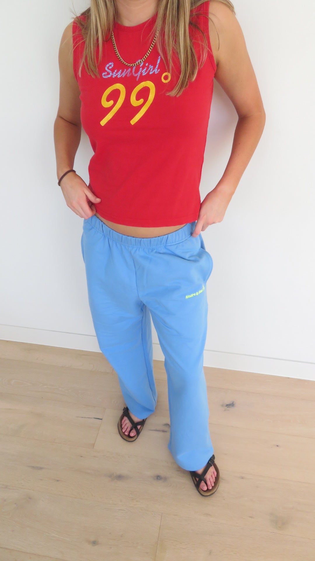 Cornflower Blue Cherry Track Pants