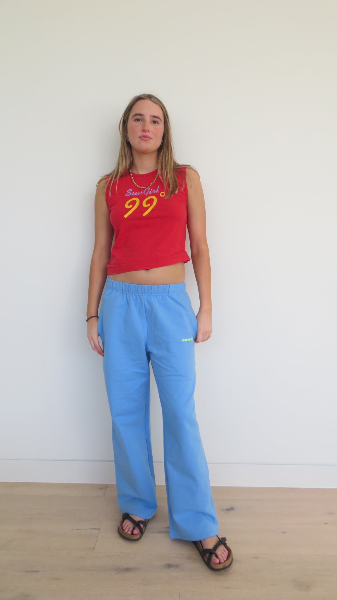 Cornflower Blue Cherry Track Pants