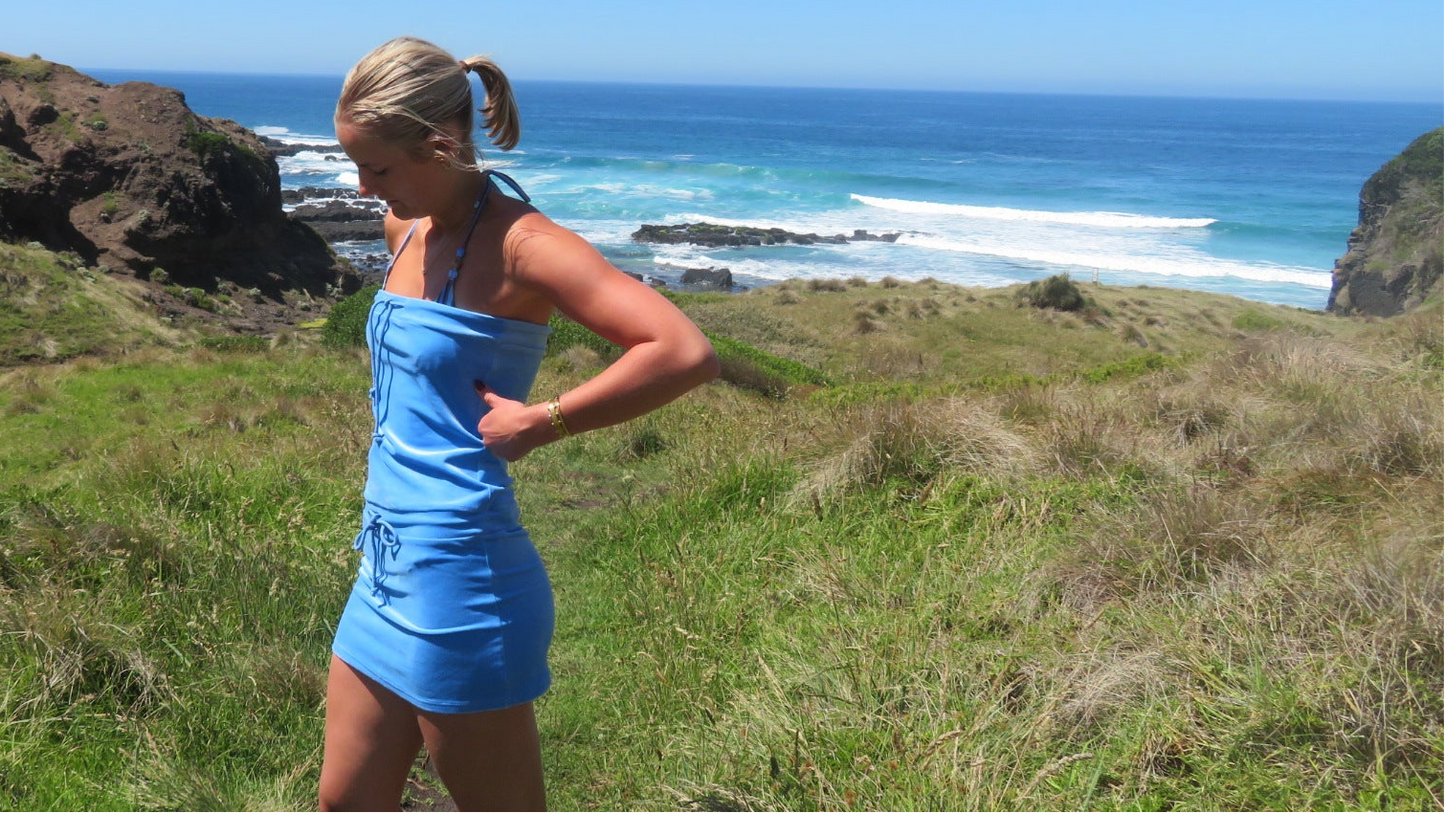 Sky Blue Strapless Mini Dress